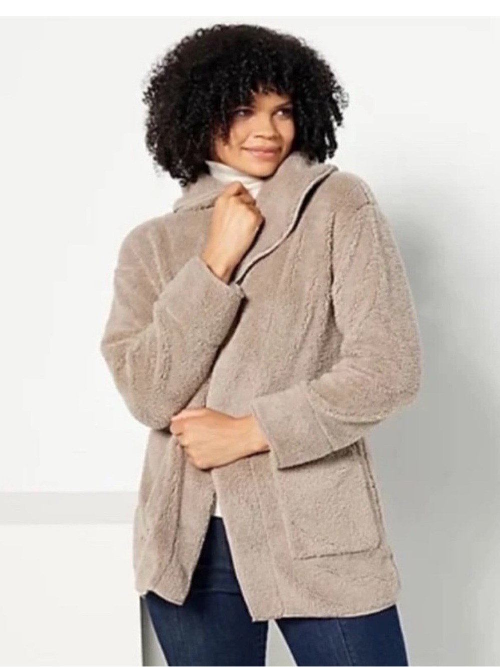 New Koolaburra by UGG Sherpa Fleece collar Cardigan Open front | Tan / Size XS